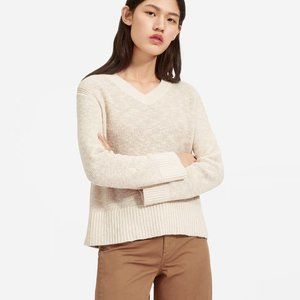 EUC | Everlane The Cotton Linen V-Neck Sweater in Sand | Size XXS